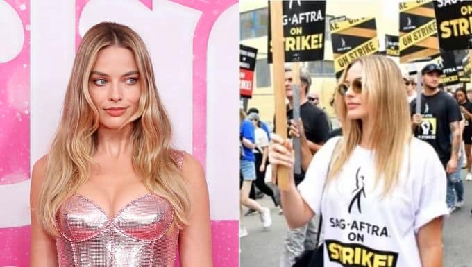 Margot Robbie Joins SAG AFTRA Protest Fans Praise Her for Supporting Fair Wages